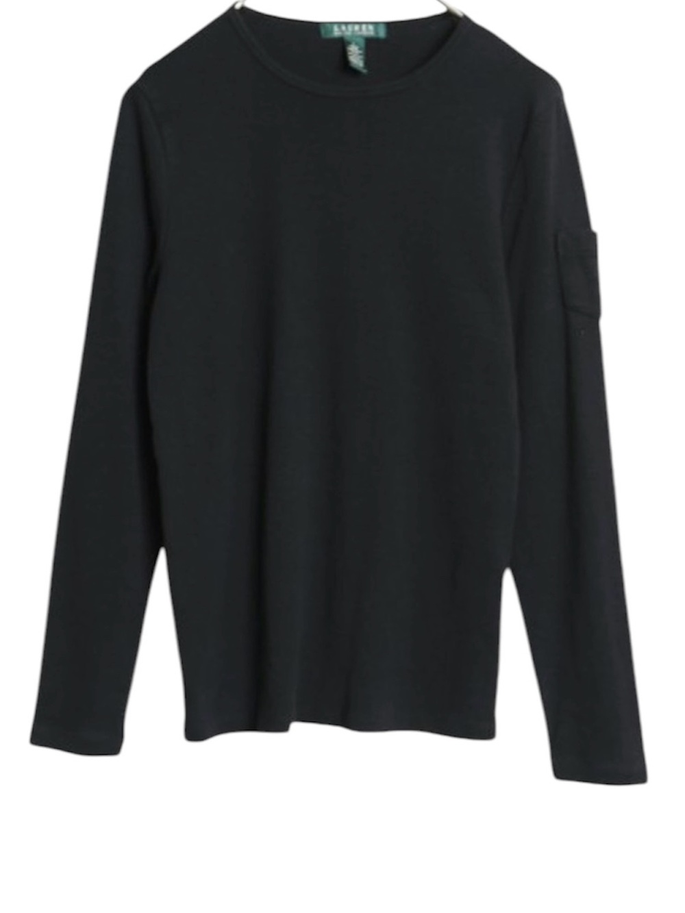 Lauren Ralph Lauren Y2K Vintage Black LS Rib-Knit Shirt w/RLL Arm Pocket Sz 1X